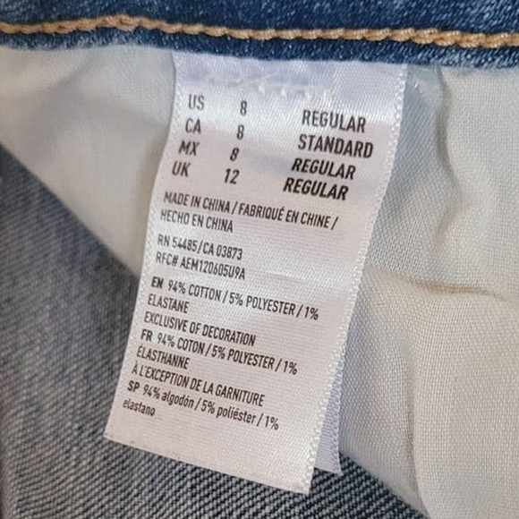 American Eagle Stretch Distressed Two-Tone Skinny Jeans Size 8 Regular - Picture 5 of 5